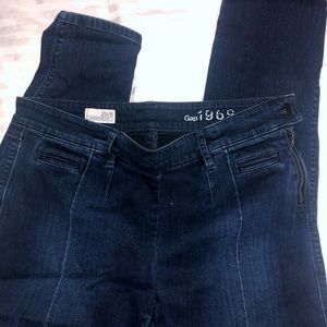 Gap dark wash jeans with fading in the center